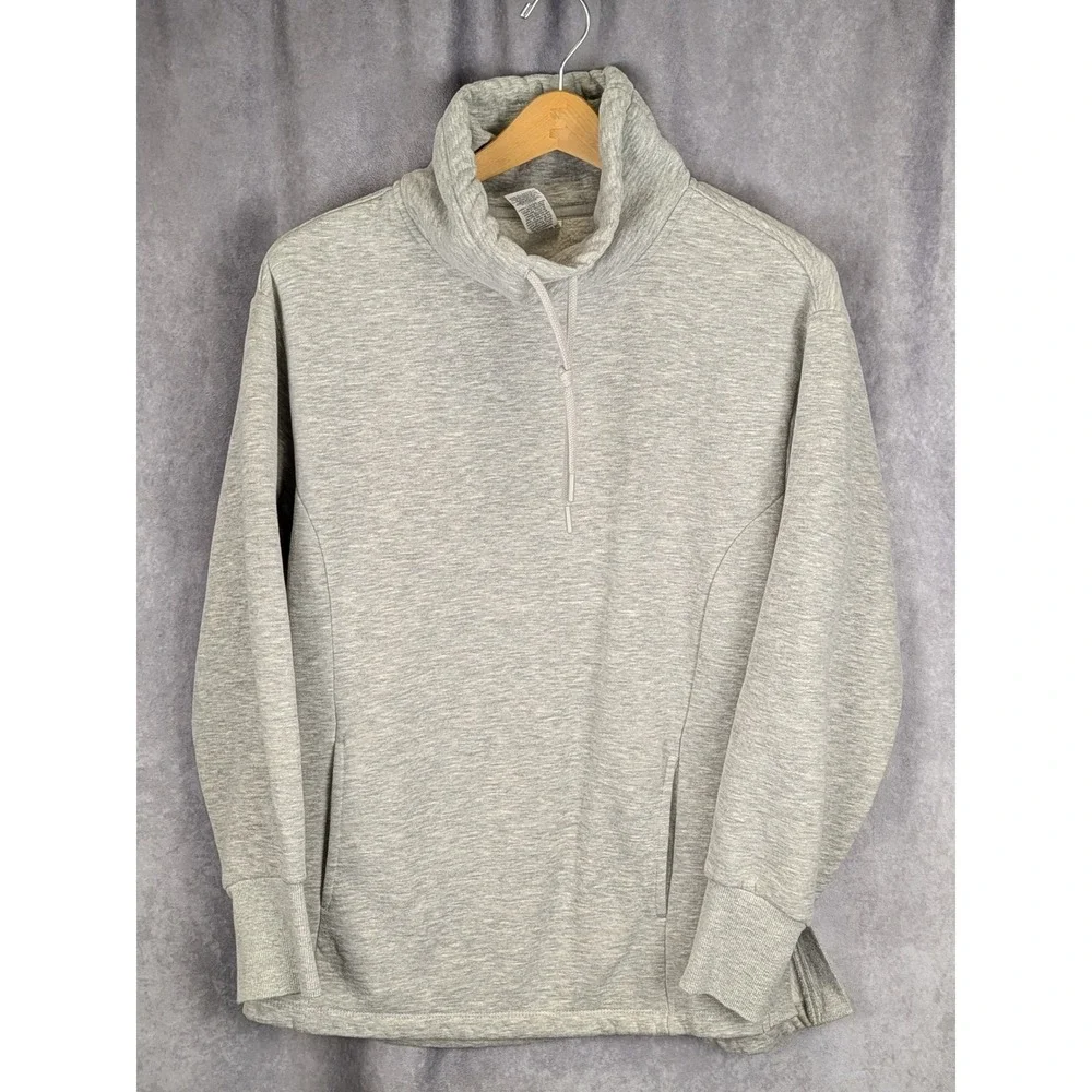 RBX Active Women Heather Gray Funnel Neck Fleece Pullover Sweatshirt Medium C148